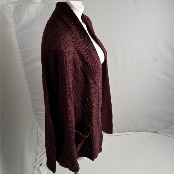 BDG burgundy and teal oversized open cardigan with pockets - Picture 2 of 10